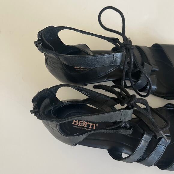 Born Gladiator Sandal Women's 9M Black Leather Lace Up Comfort Shoe - Picture 3 of 8